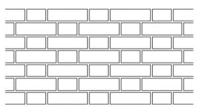 A pattern of evenly spaced, rectangular bricks arranged in a staggered layout, resembling a standard brick wall.