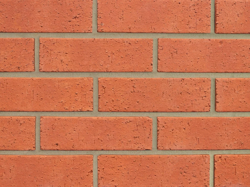 A close-up view of a red brick.