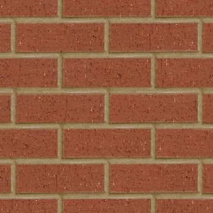 A close-up of a red brick wall