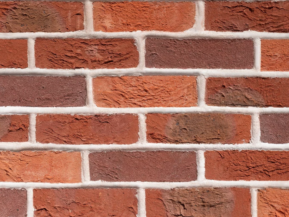 A red and orange brick panel