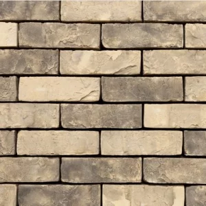 Dark weathered grey, yellow textured brick panel