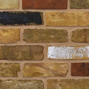 A sample of a brick wall displaying yellow and red tones