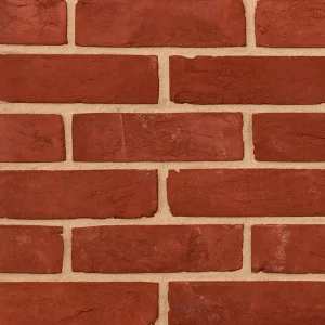 Brick sample wall with a uniform pattern in red