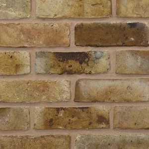 A brick wall sample displaying yellow and grey tones.