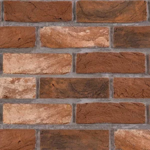 Brown bricks laid in a stretcher pattern wall