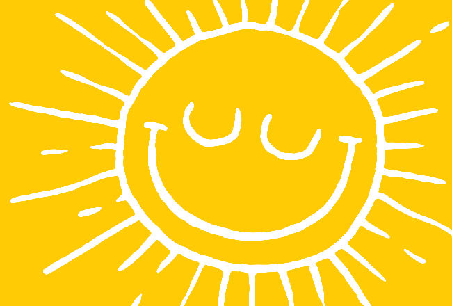 Smiling yellow sun png