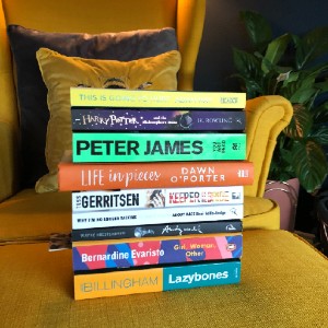 stack of books: peter james, billingham, bernardine Evaristo