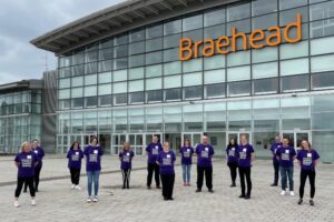 Braehead team taking part in the Lap the Map challenge to raise money for Glasgow Children's Hospital Charity.