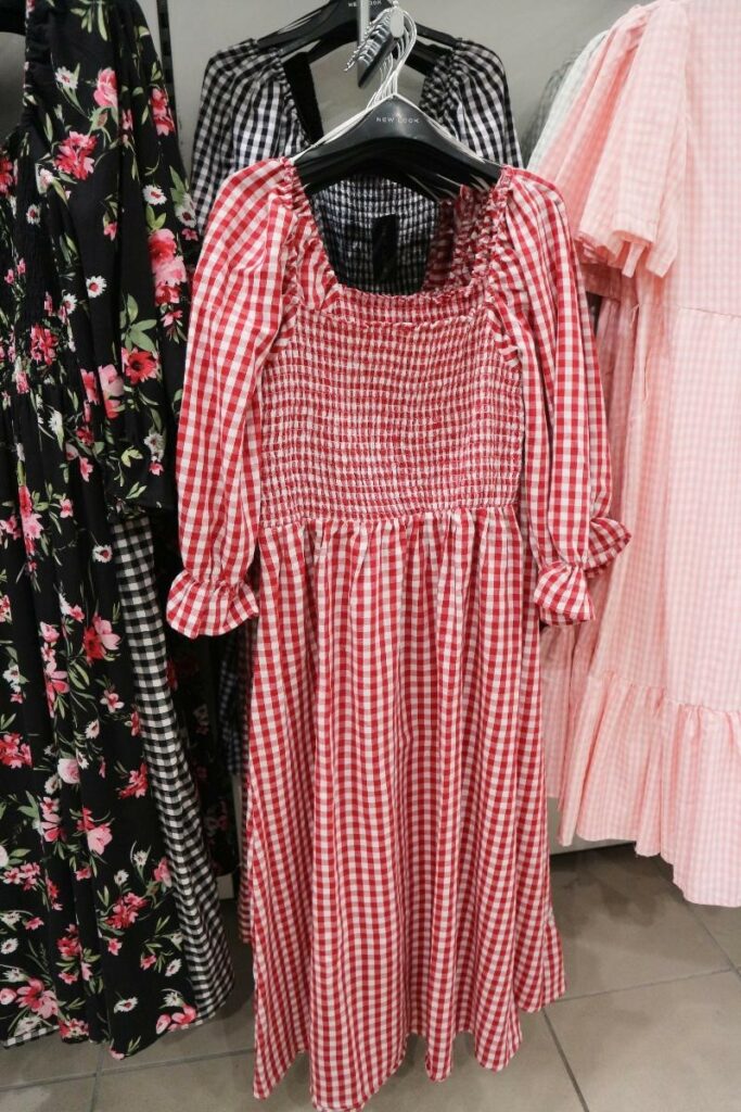 gingham red and white dress