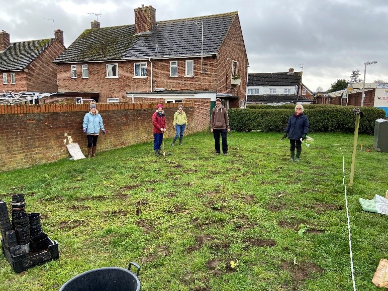 Planting on the Queens Road site, December 2020