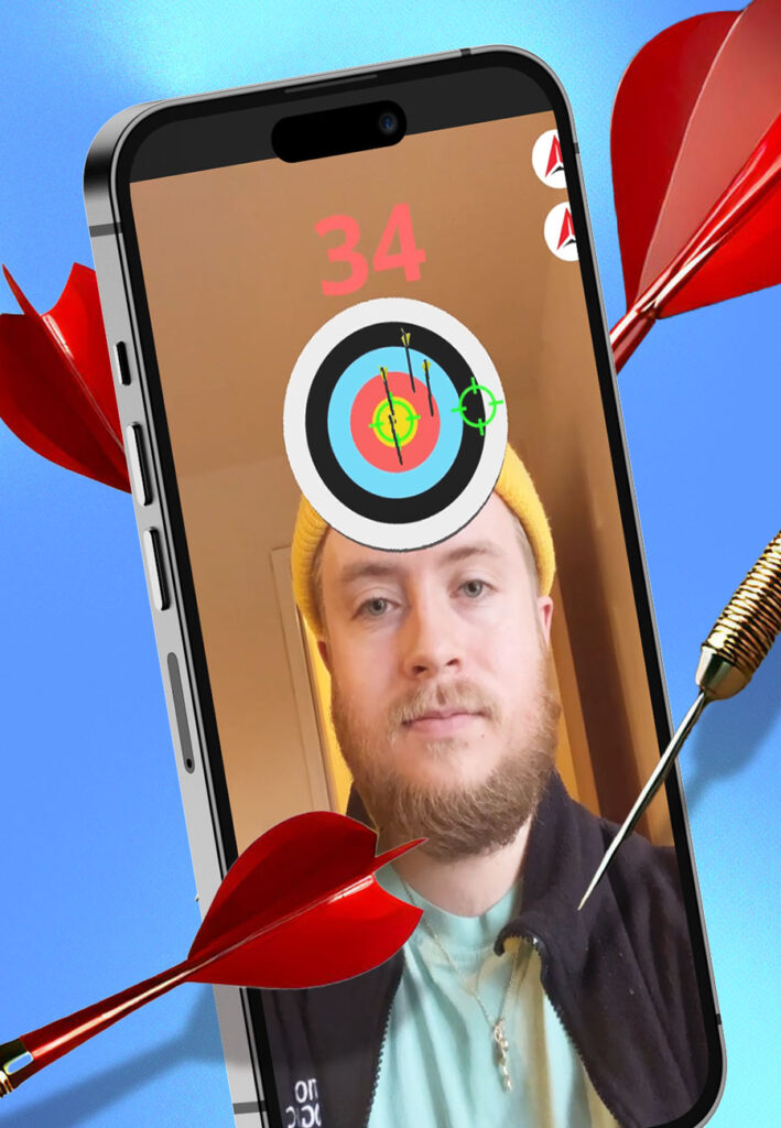 Gamification AR experience shown on mobile phone
