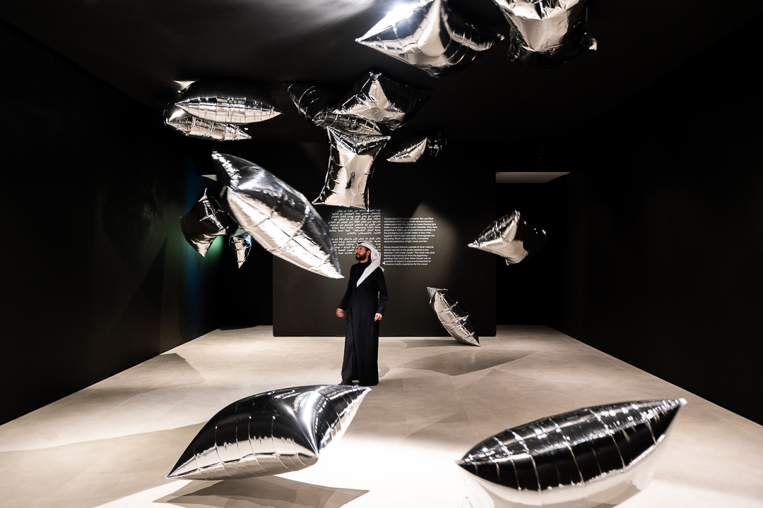 Immersive silver installation at the AlUla exhibition