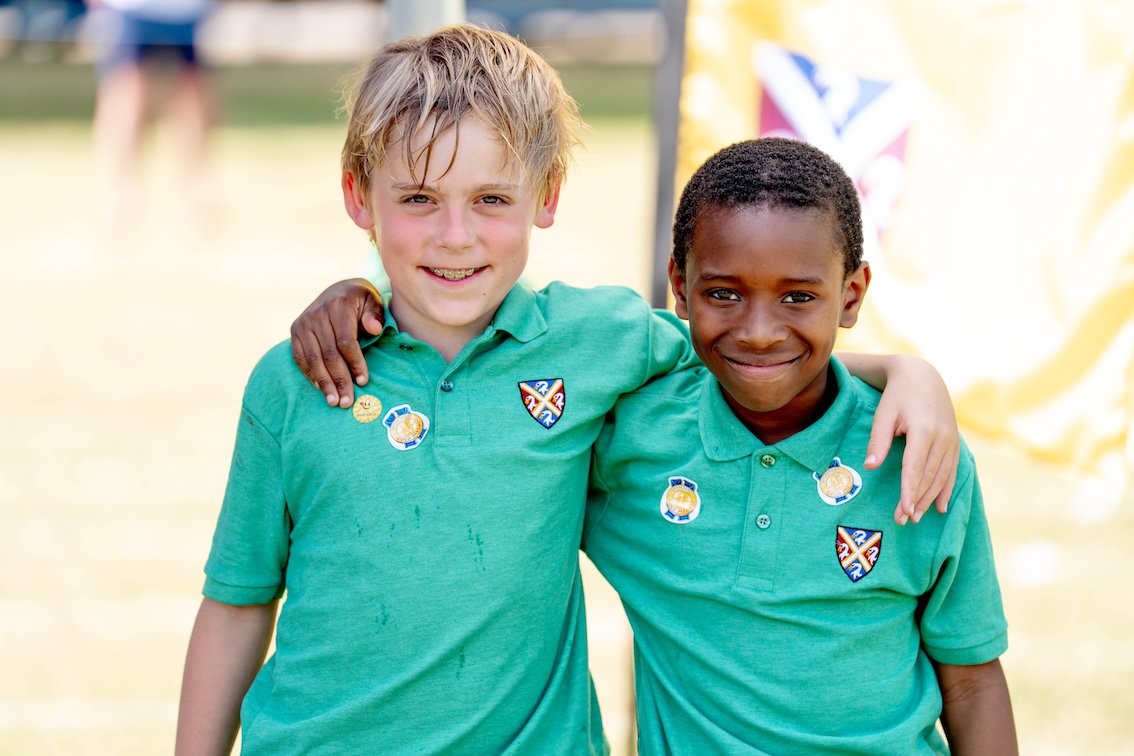 Two pupils at sports day | Swanbourne House, Buckinghamshire